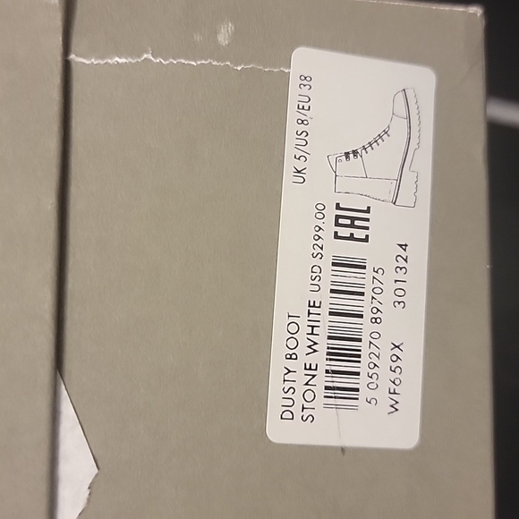 All Saints Dusty Cap Toe White Leather Lace Up Combat Boots Size 8 One time used - Picture 5 of 5